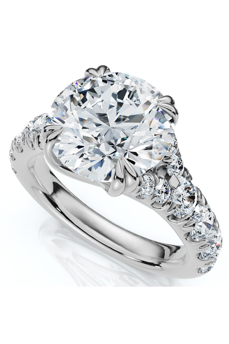 Certified 4Ct Vivian Diamond Engagement Round Diamond Ring 14k Gold Lab Grown, Alternate, color, 14k White Gold