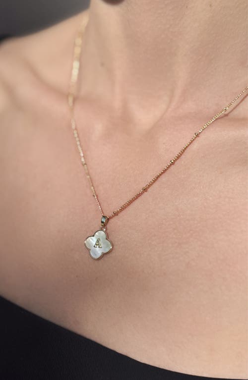 Adornia Mother-of-pearl Clover Initial Pendant Necklace In White-a