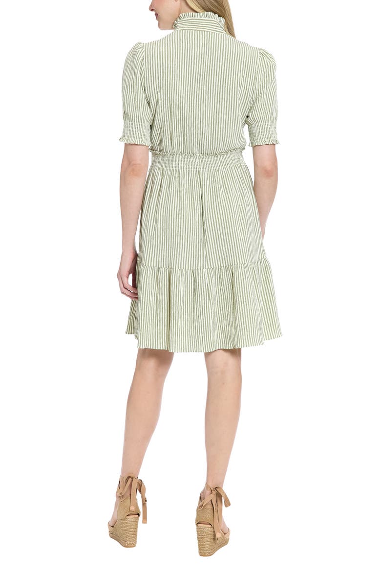 Puff Sleeve Smocked Dress, Alternate, color, CREAM/ OLIVE