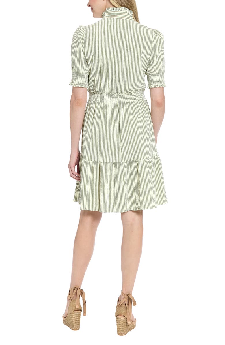 London Times Puff Sleeve Smocked Dress, Alternate, color, Cream/ Olive