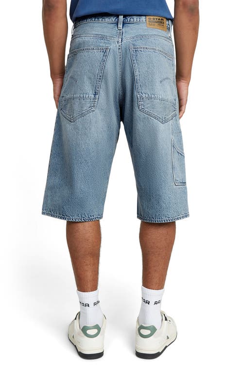 G-star Bam Ripped Denim Logger Shorts In Vintage Ripped Mine Dust