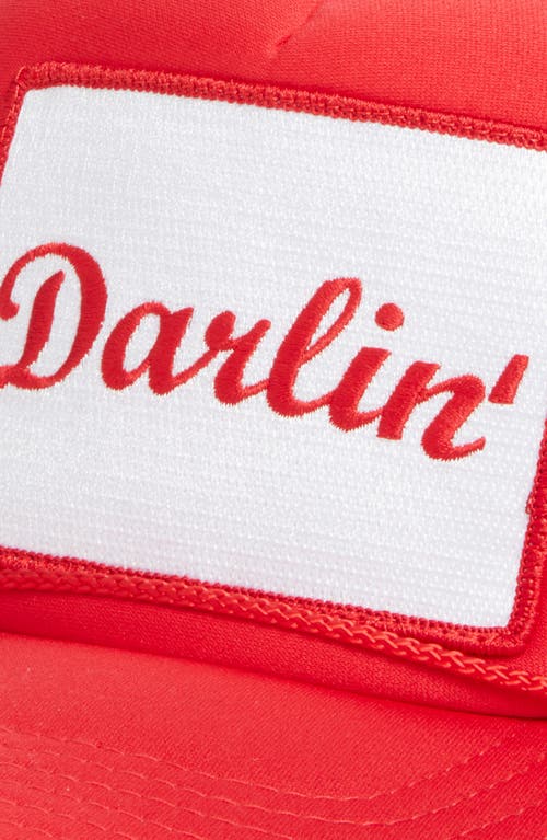Friday Feelin ' Darlin' Patch Trucker Hat In Red