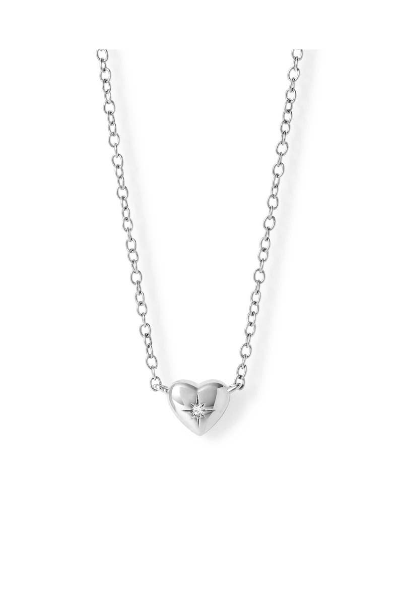 Silver Biography Mini Heart Necklace, Main, color, Silver