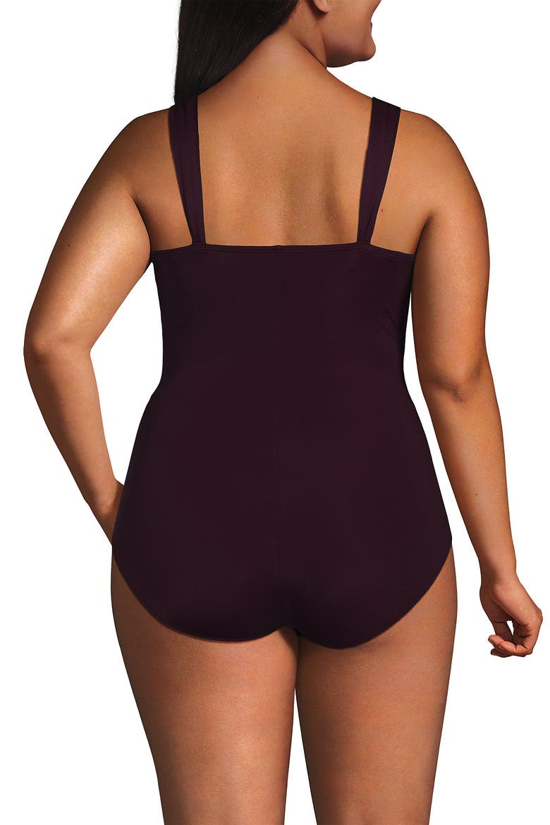 Plus Size DD-Cup Slender Grecian Tummy Control Chlorine Resistant One Piece Swimsuit, Alternate, color, Dark Wine