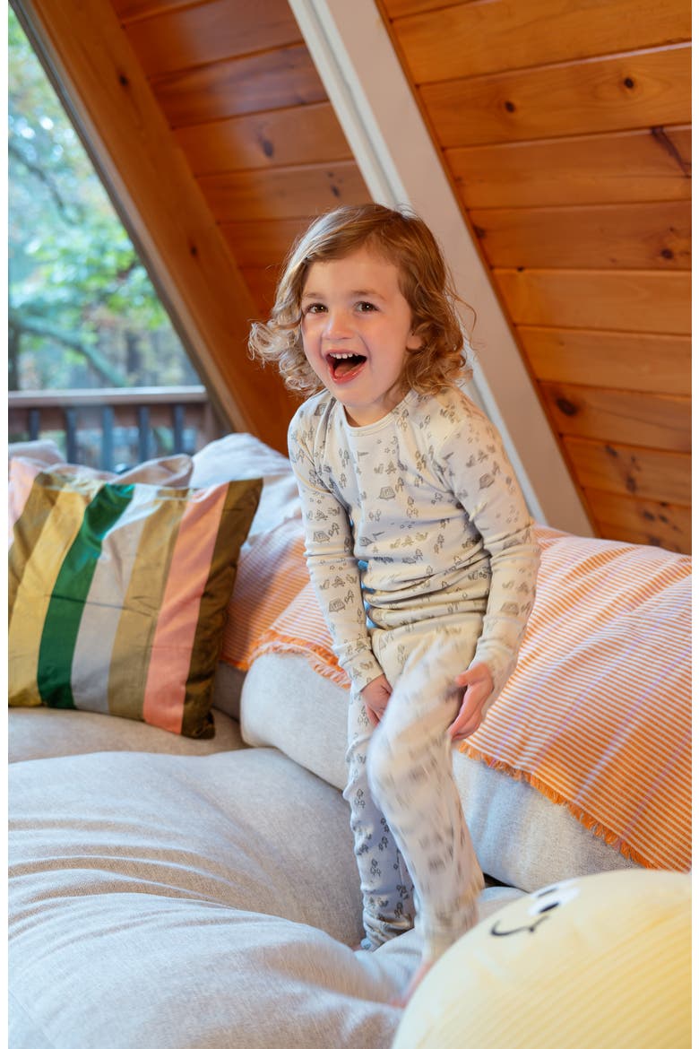 Kids' Base Camp Buddies Organic Cotton Two-Piece Fitted Pajamas, Alternate, color, BASIL