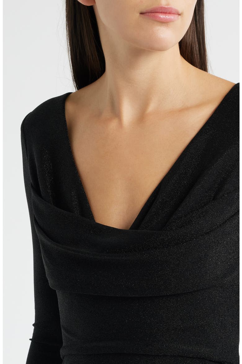 Rafaela Long Sleeve Glitter Knit Gown, Alternate, color, BLACK