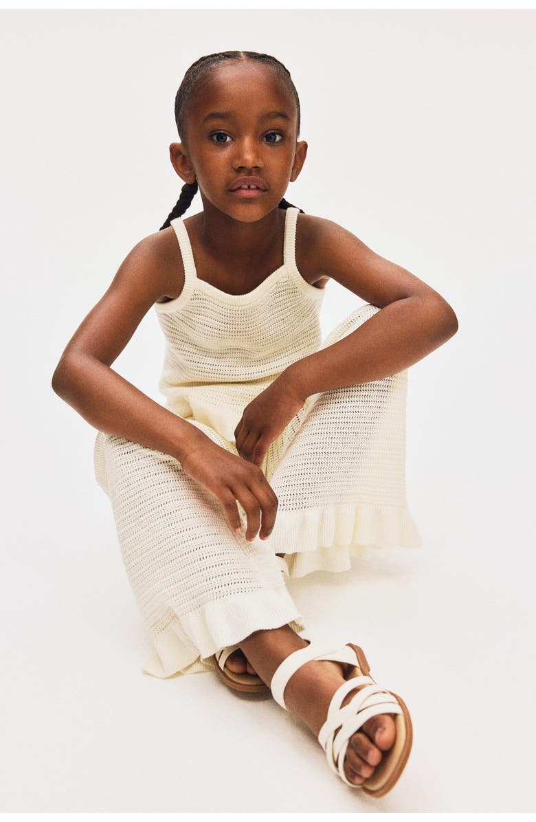 H&M Flared Cotton-knit Leggings, Alternate, color, White