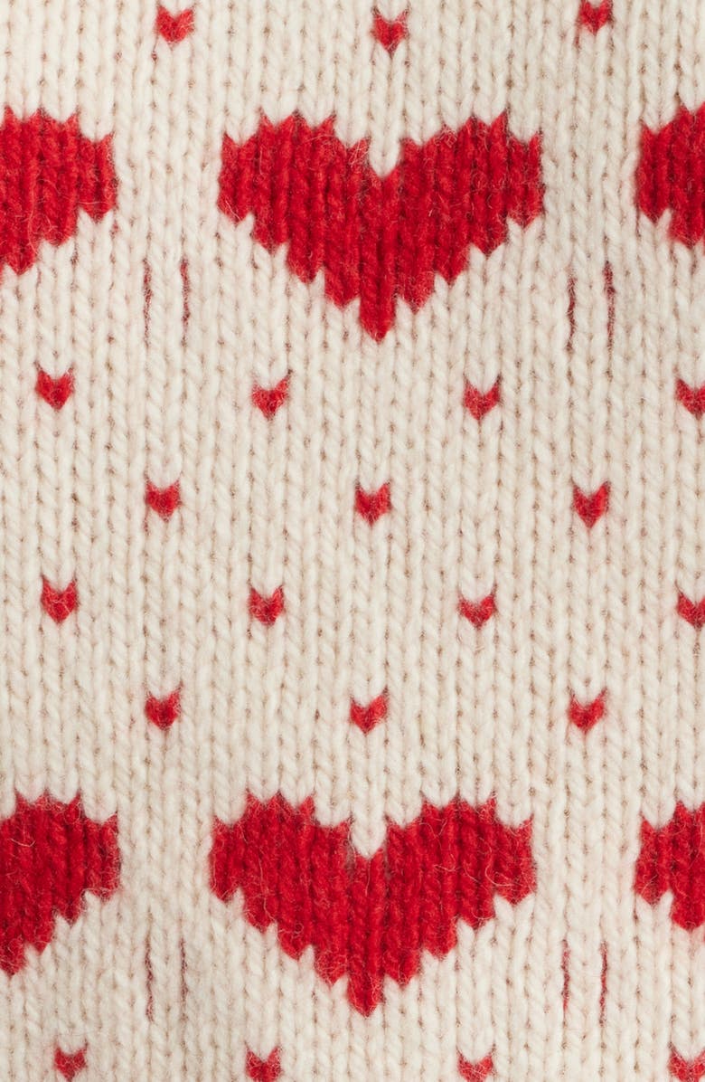 THE GREAT. The Intarsia Heart Wool Blend Sweater, Alternate, color, Pearl W/ Red