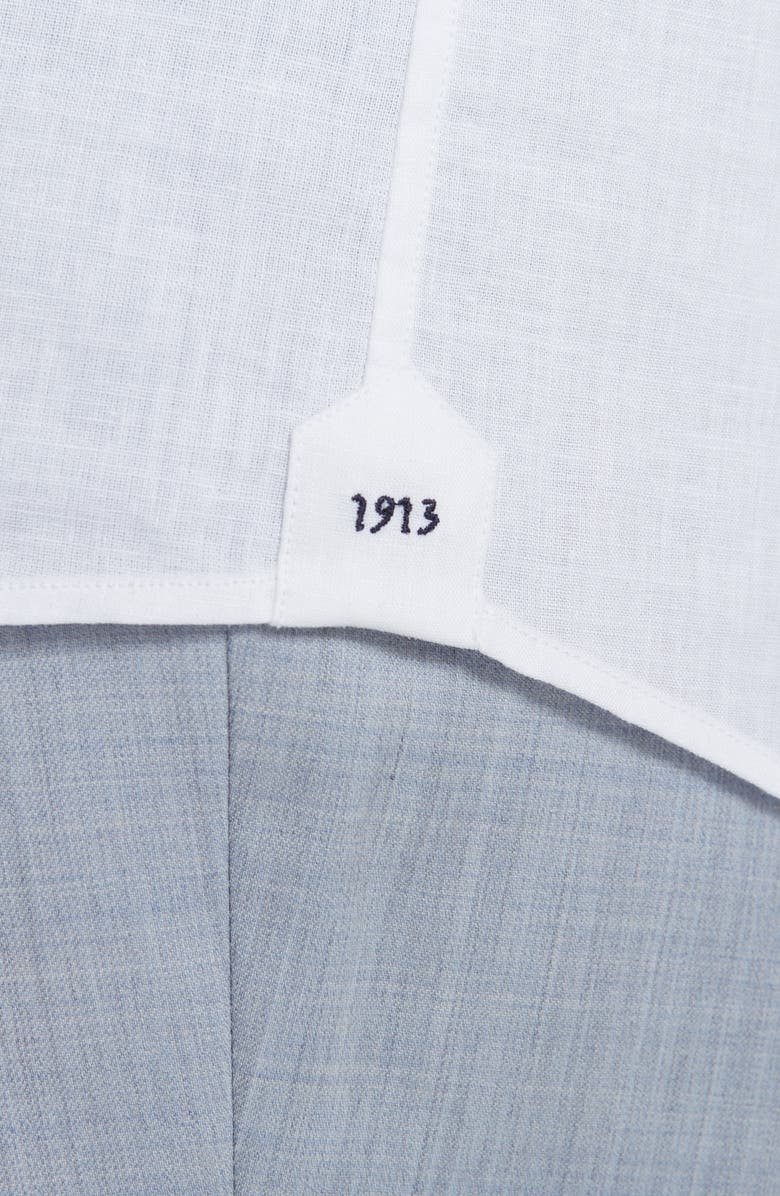 Jack Victor Abbott Contemporary Fit Linen & Cotton Button-Up Shirt, Alternate, color, Ecru