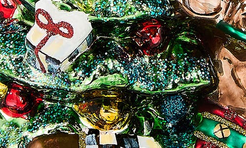 Mackenzie-childs Mackenzie Childs Holiday Forest Tree Glass Ornament In Green