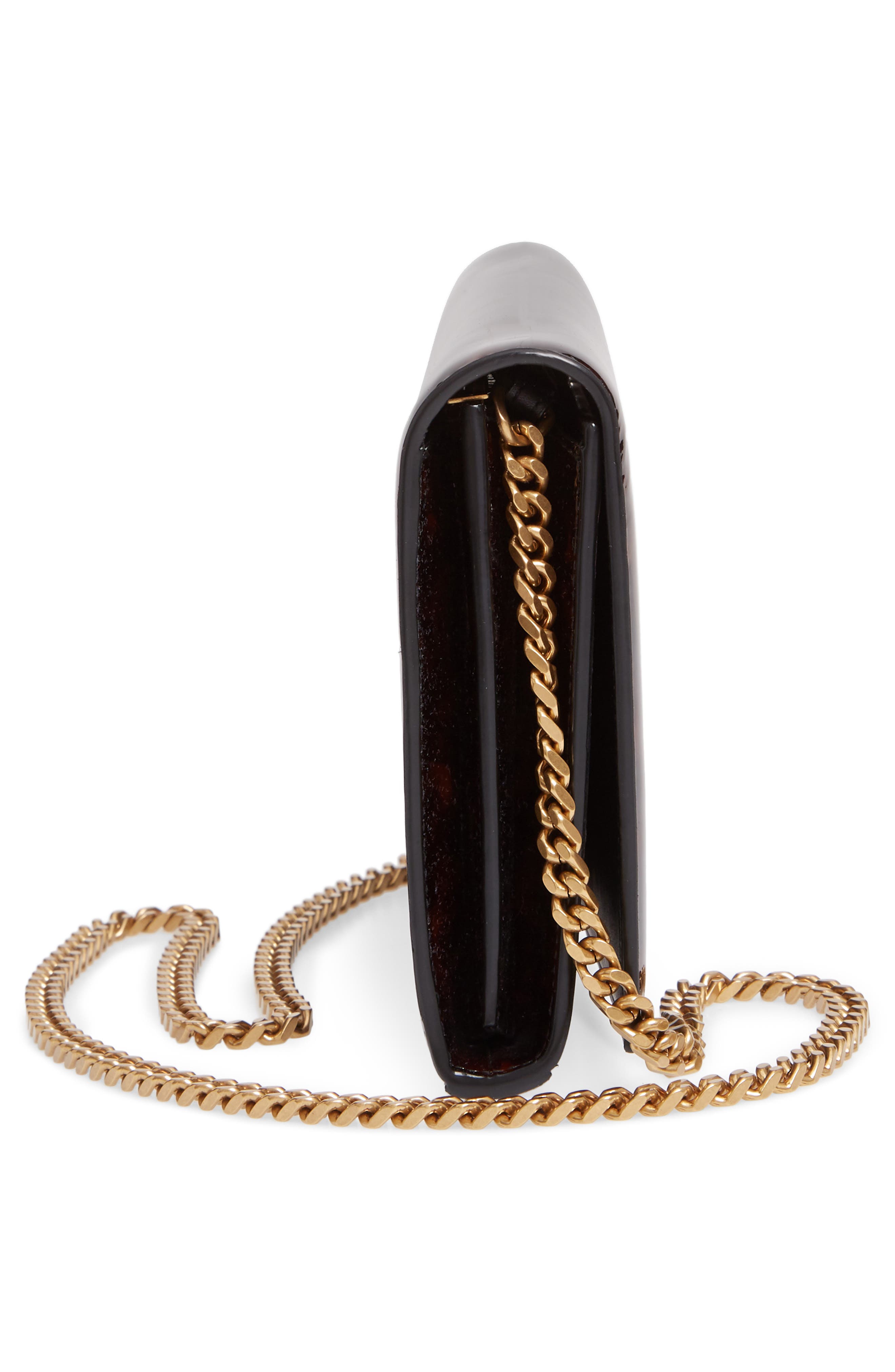 Saint Laurent Kate Calfskin Leather Wallet on a Chain, Alternate, color, 