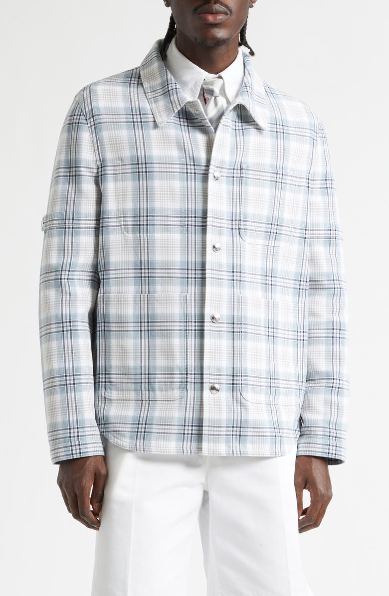Thom Browne Plaid Armband Cotton Blend Utility Jacket, Main, color, Seasonal Multi