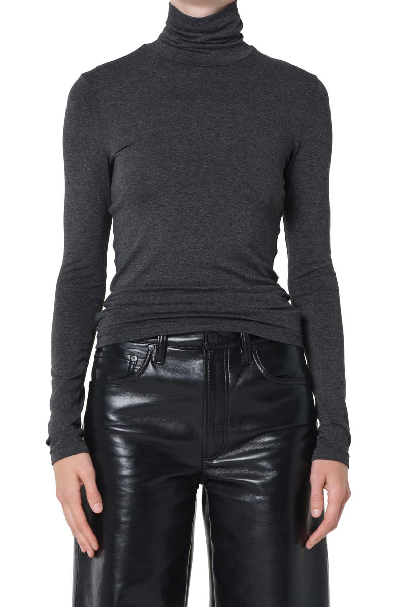 AGOLDE Pascale Turtleneck Top, Main, color, Charcoal Heather