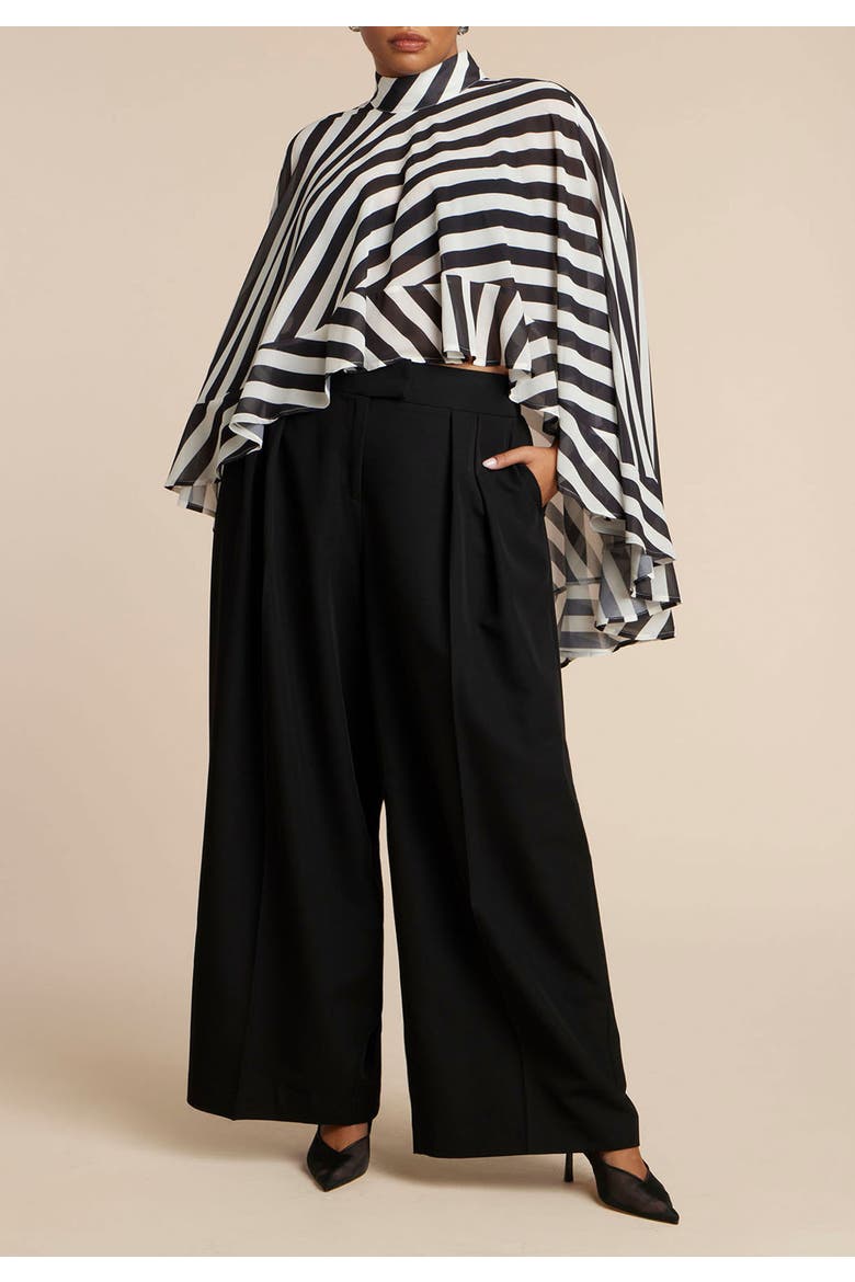 Ruffle Detail Asym Cape, Alternate, color, DIAGONAL STRIPE