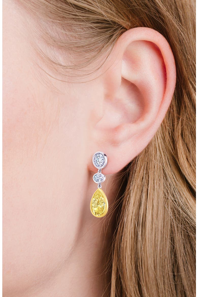 Canary Luster Drop Earrings, Alternate, color, PURE PLATINUM/ CANARY STONE