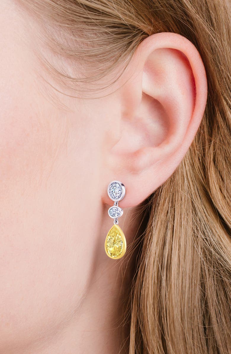 Crislu Canary Luster Drop Earrings, Alternate, color, Pure Platinum/ Canary Stone