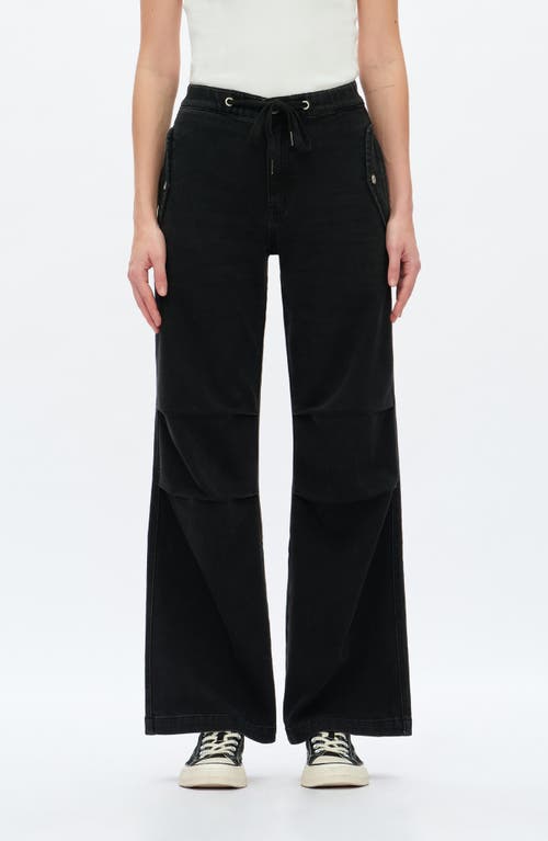 Bayeas High Waist Raw Hem Wide Leg Jeans In Black