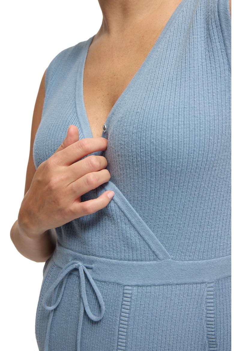 Luxe Sweater Maternity Jumpsuit, Alternate, color, Blue Gray