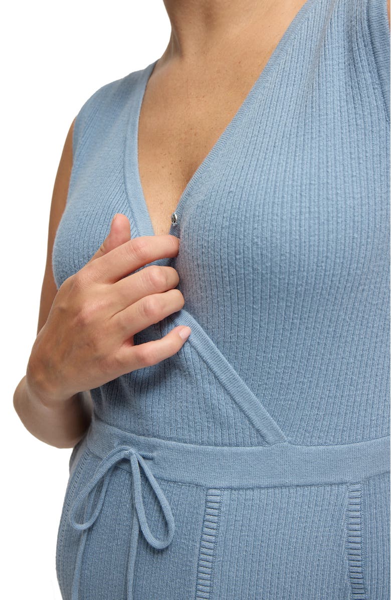 Ingrid & Isabel Luxe Sweater Maternity Jumpsuit, Alternate, color, Blue Gray
