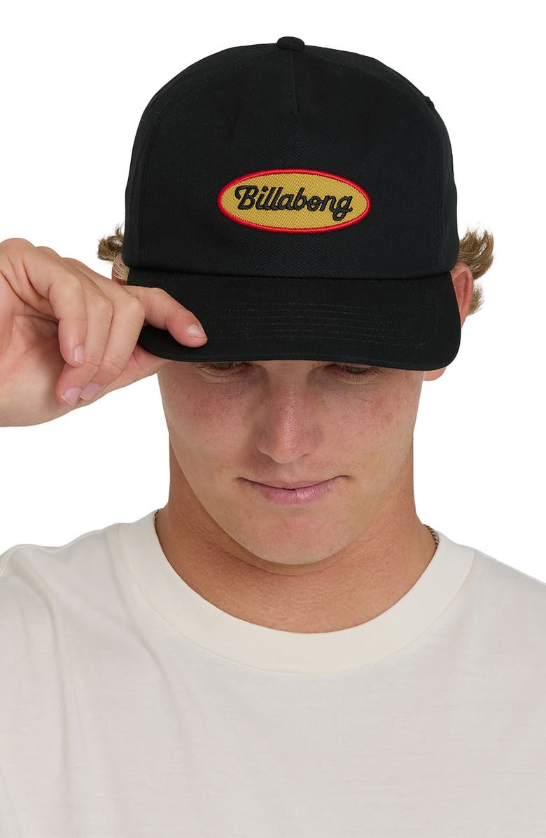 Billabong Caution Patch Snapback Hat, Alternate, color, Black