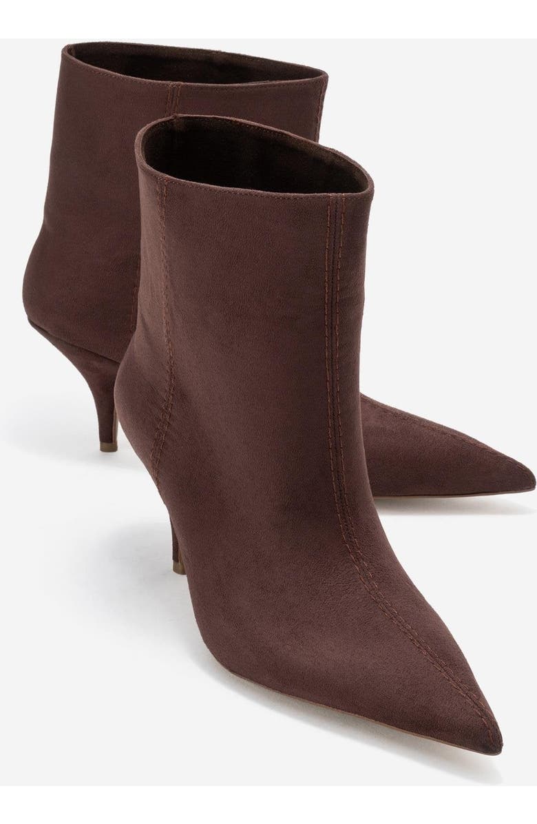 Prologue Shoes Brivelle Pointed Toe Boot, Alternate, color, Brown Suede Faux Leather