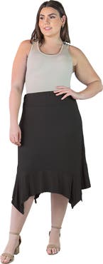 24seven Comfort Apparel Knee Length Elastic Waist Skirt