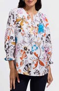 Foxcroft Alicia Floral Cotton Popover Top