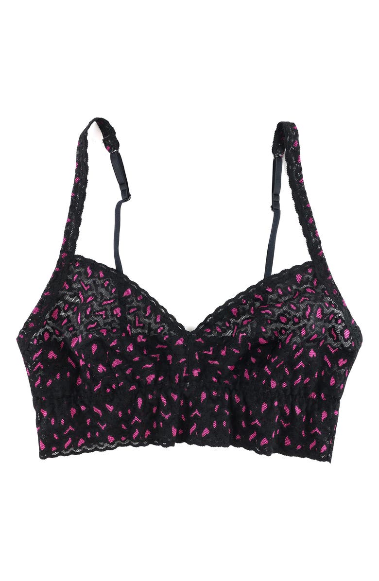 Hanky Panky Cross Dye Retro Lace Triangle Bralette, Alternate, color, Black/Tulip Pink