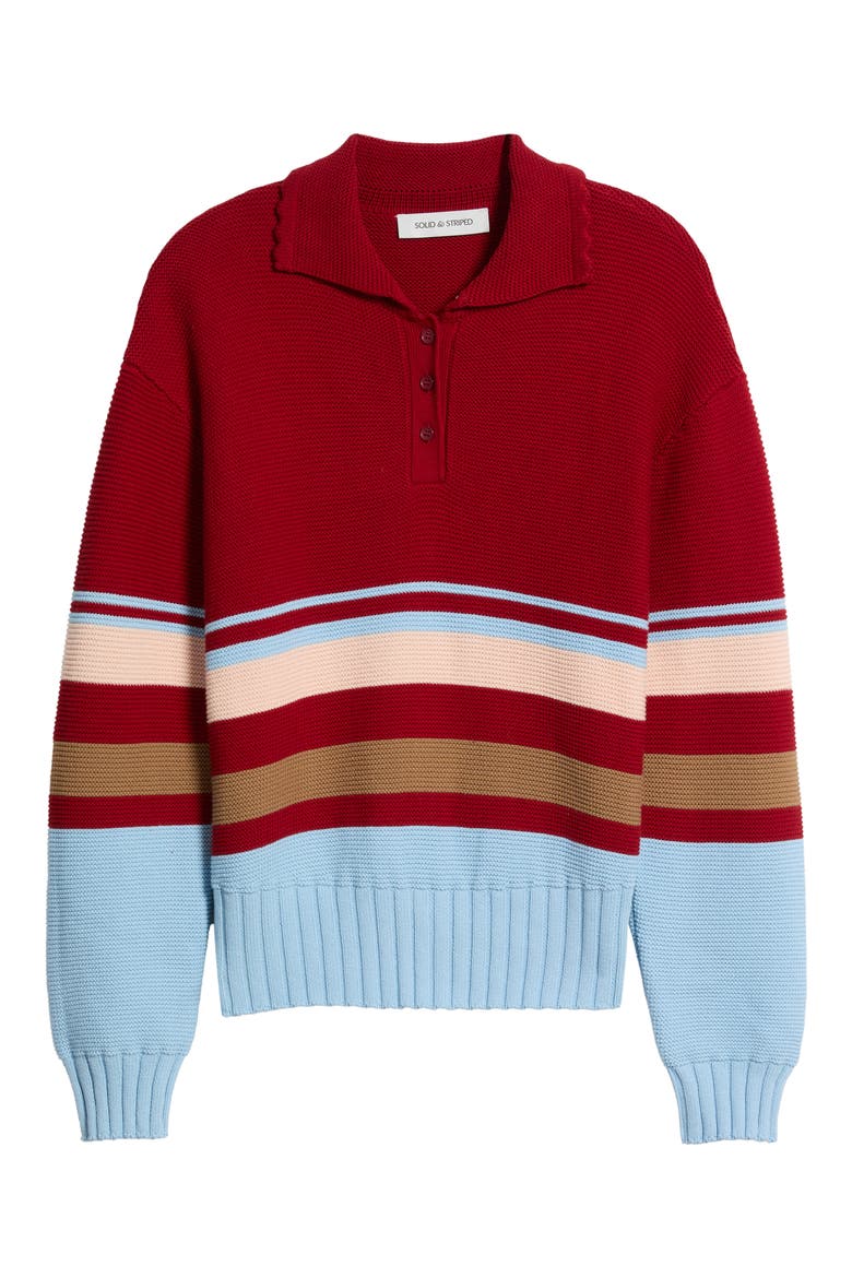 The Cleo Striped Cotton Sweater, Alternate, color, CRANBERRY MULTI