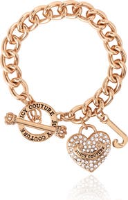 Juicy Couture Toggle Bracelet with Crystal Heart Charm