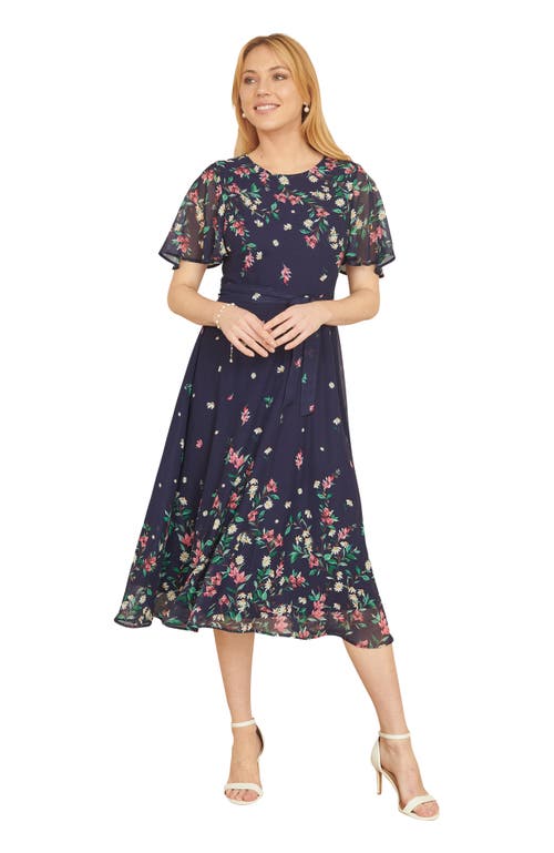 Yumi Daisy Mirror Placement Skater Dress In Brown