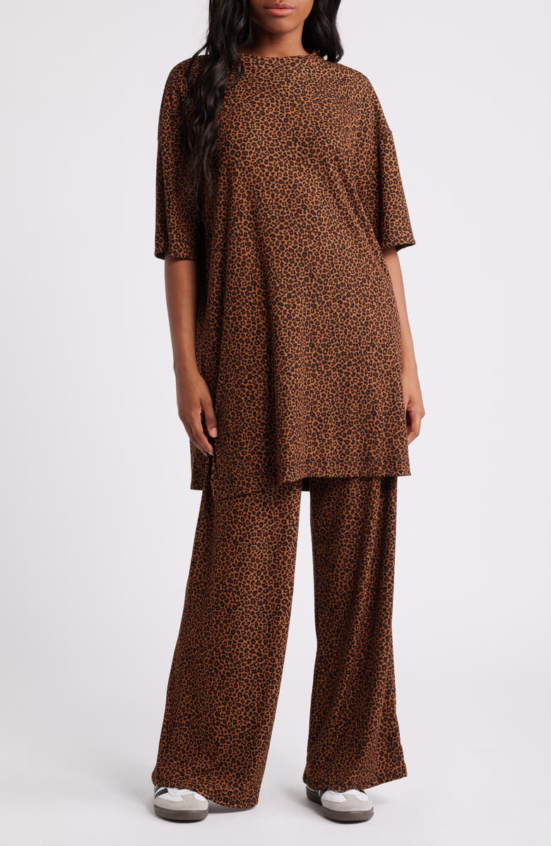 Dressed in Lala Leveled Up Leopard Top & Pants Set, Main, color, Brown