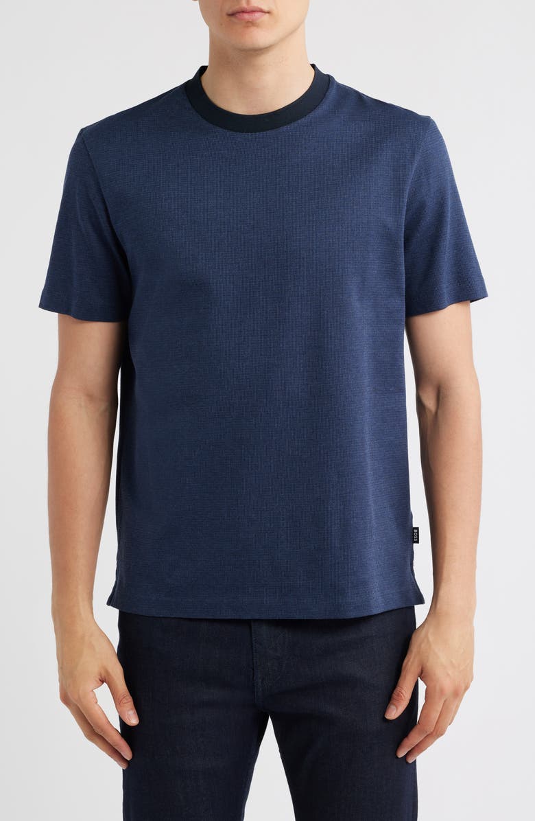 BOSS Thompson Cotton T-Shirt, Main, color, Dark Blue