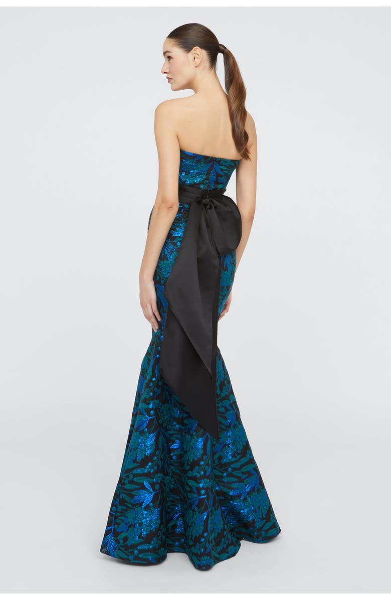 Theia Fernanda Strapless Gown, Alternate, color, Black / Emerald