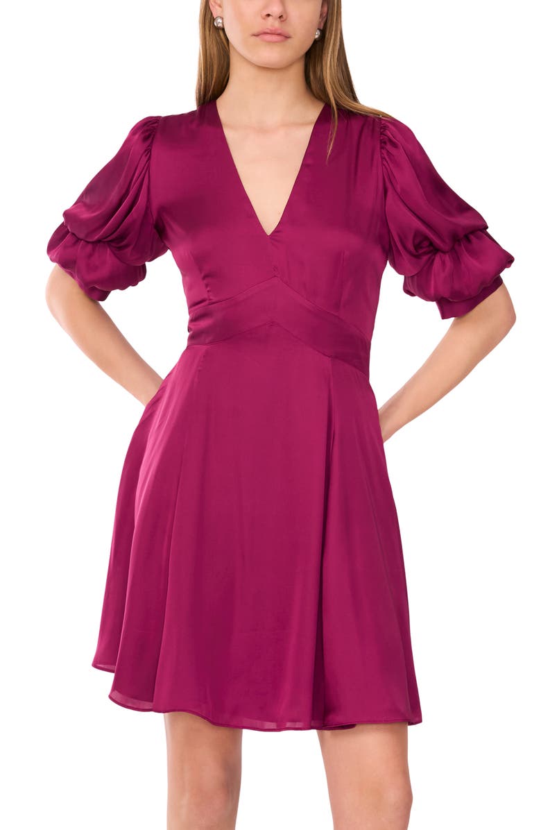1.STATE Puff Sleeve Minidress, Alternate, color, Windsor Wine