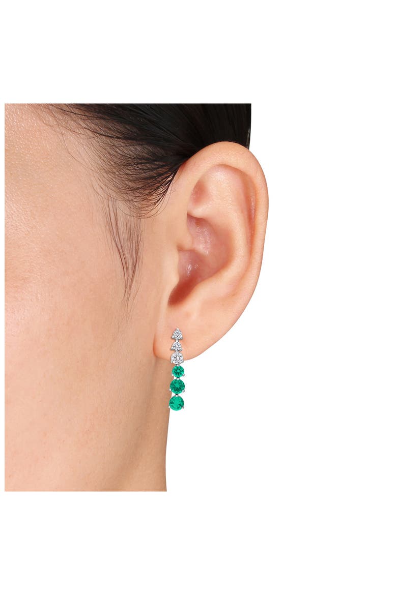 Lab Created Emerald Linear Drop Earrings, Alternate, color, GREEN