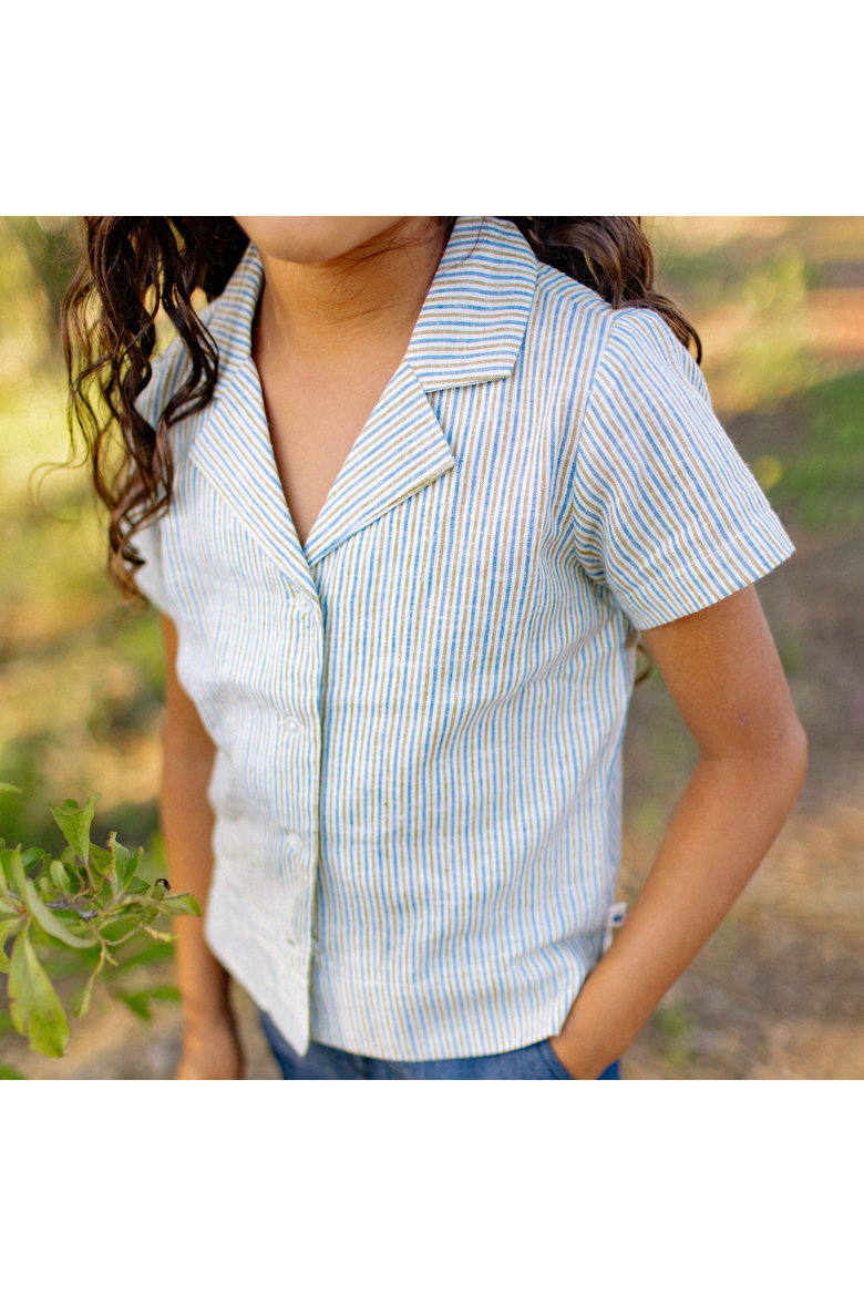 Kids' Cotton & Linen Blend Dylan Camp Shirt, Alternate, color, Olive