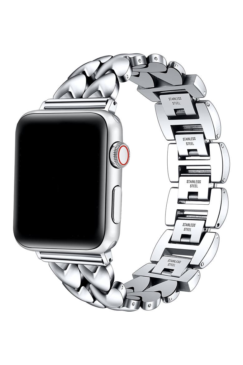 Crush Hearts Apple Watch® Bracelet Watchband, Alternate, color, SILVER