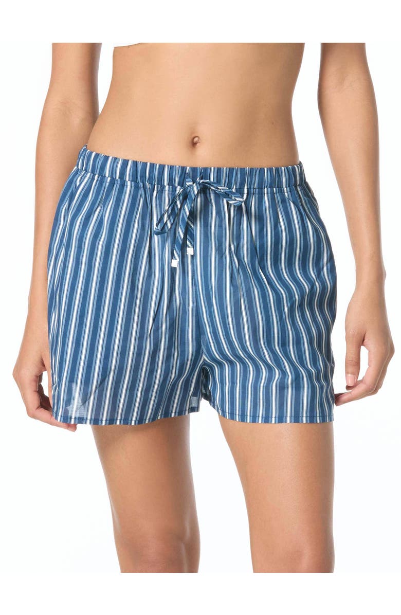 MICHAEL Michael Kors Marina Stripe Coverup Shorts, Alternate, color, River Blue