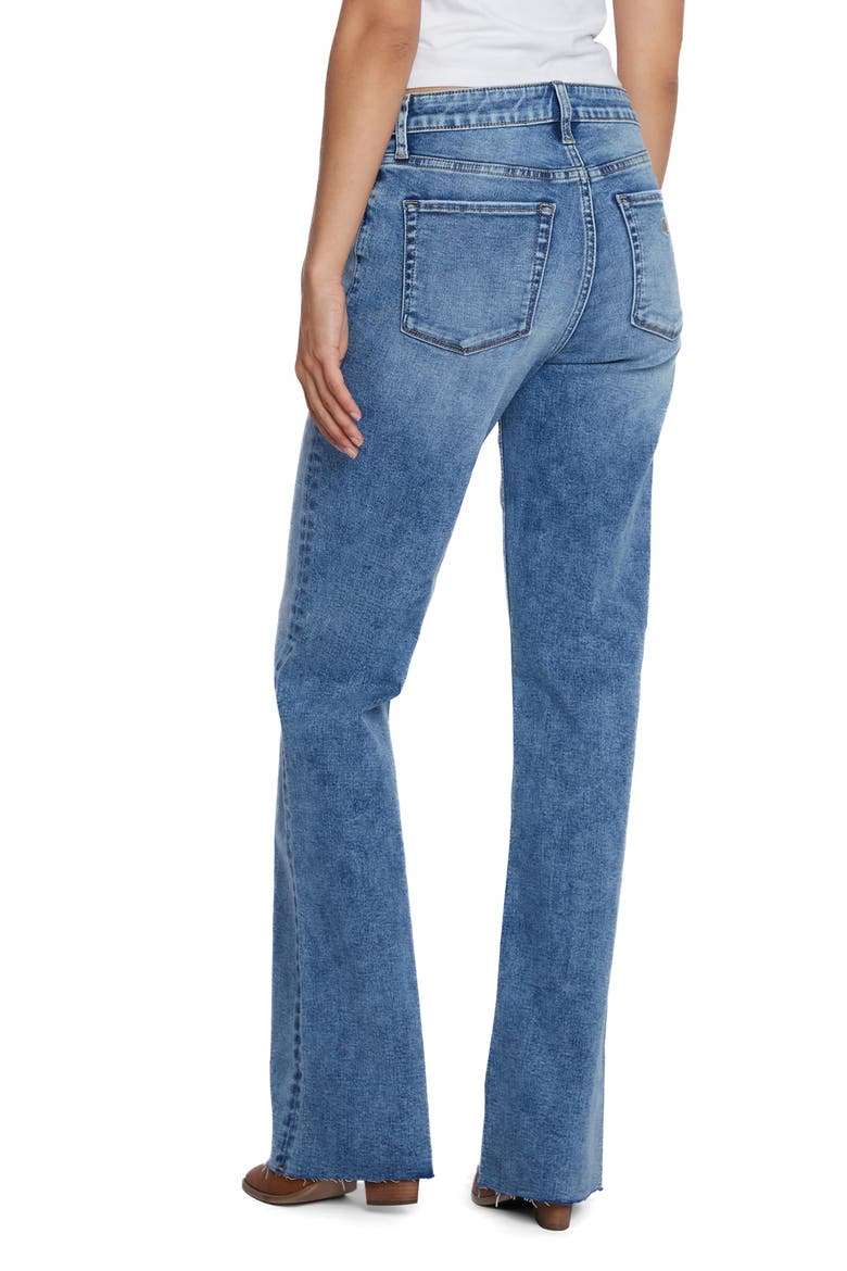 Olivia Raw Hem High Waist Flare Jeans, Alternate, color, SEA BLUE