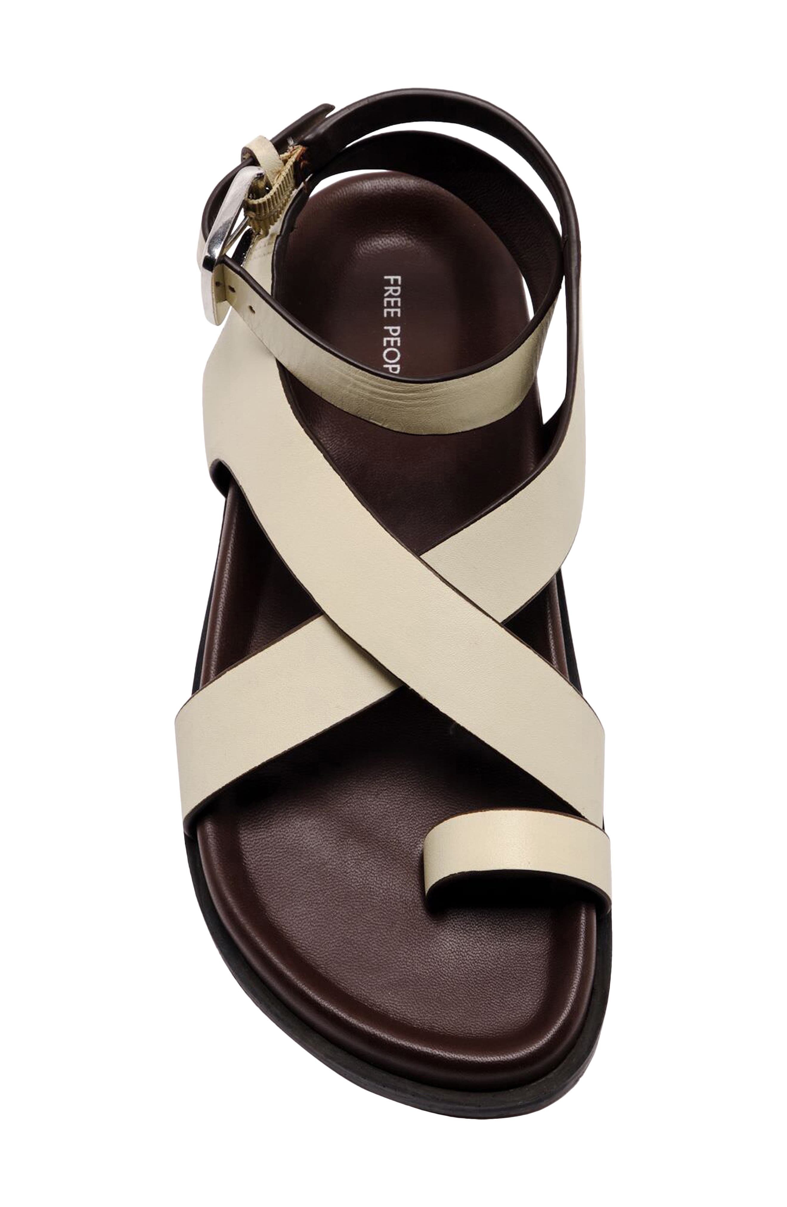 Free People Anya Ankle Strap Toe Loop Sandal, Alternate, color, Ecru