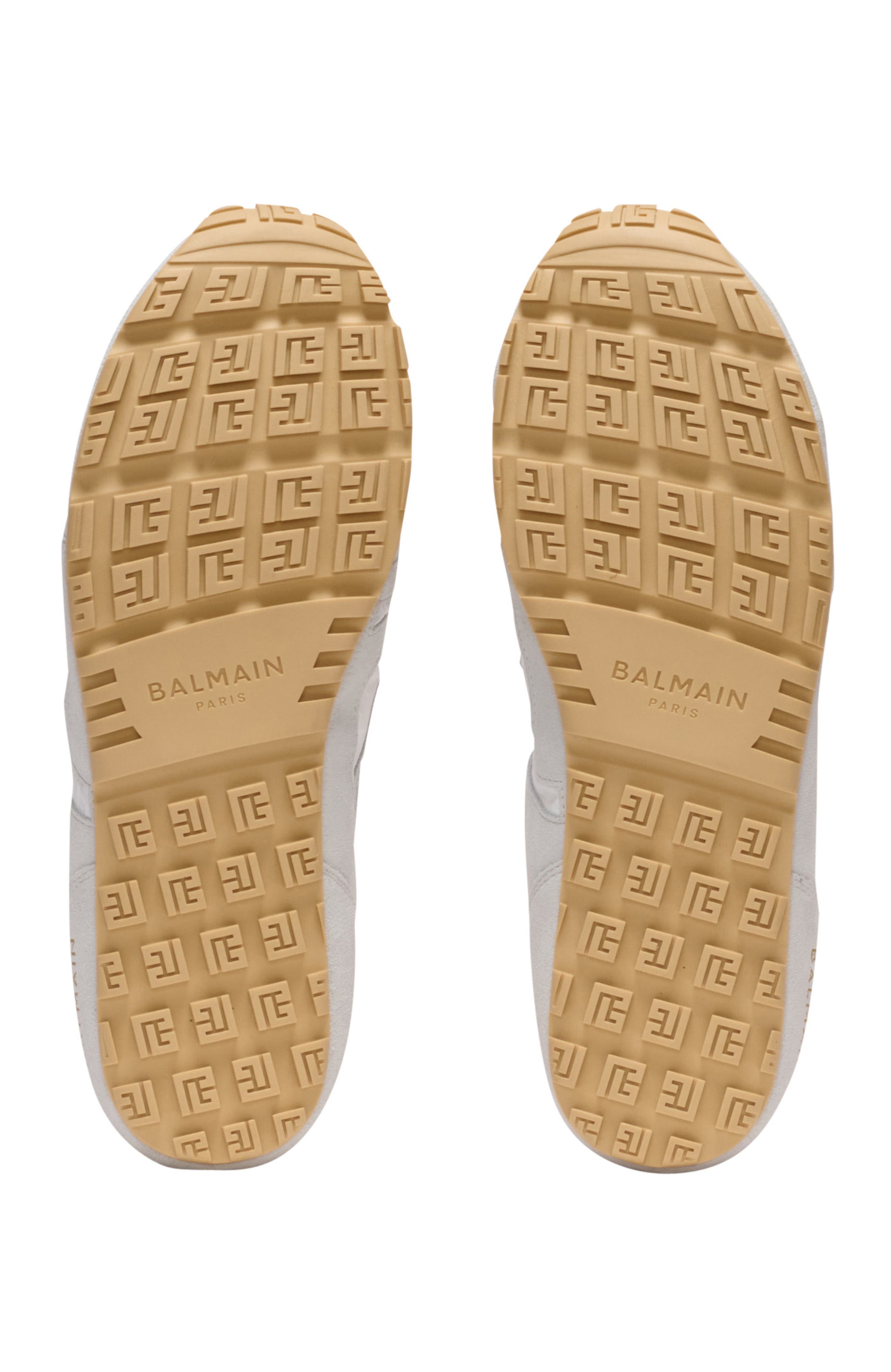 Balmain Racer 45 trainers in lambskin and suede, Alternate, color, White
