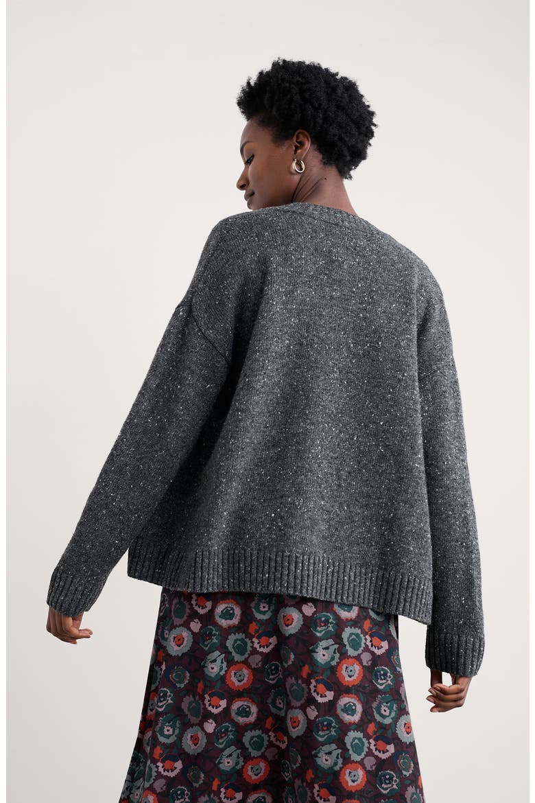 Harbour Sands Wool Blend Cardigan, Alternate, color, KNIT MELANGE COAL