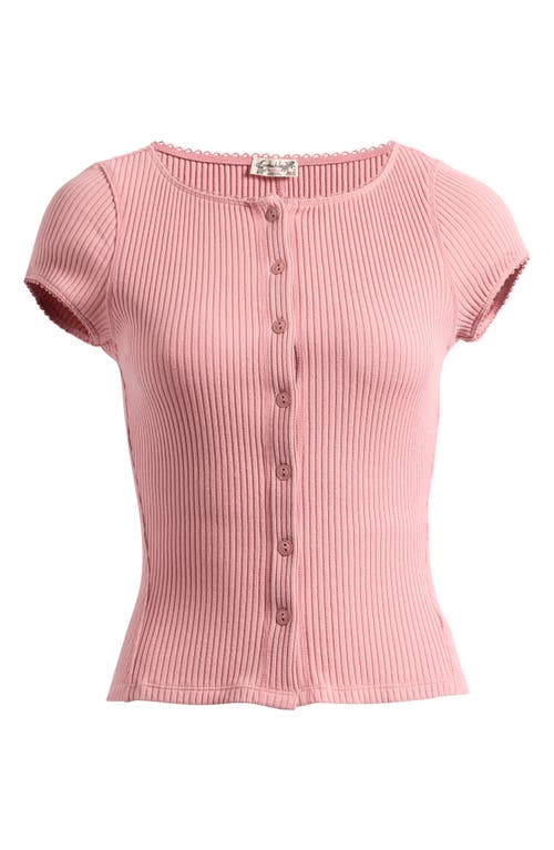 Free People Most Wanted Short Sleeve Cotton Blend Cardigan In Pink Palace