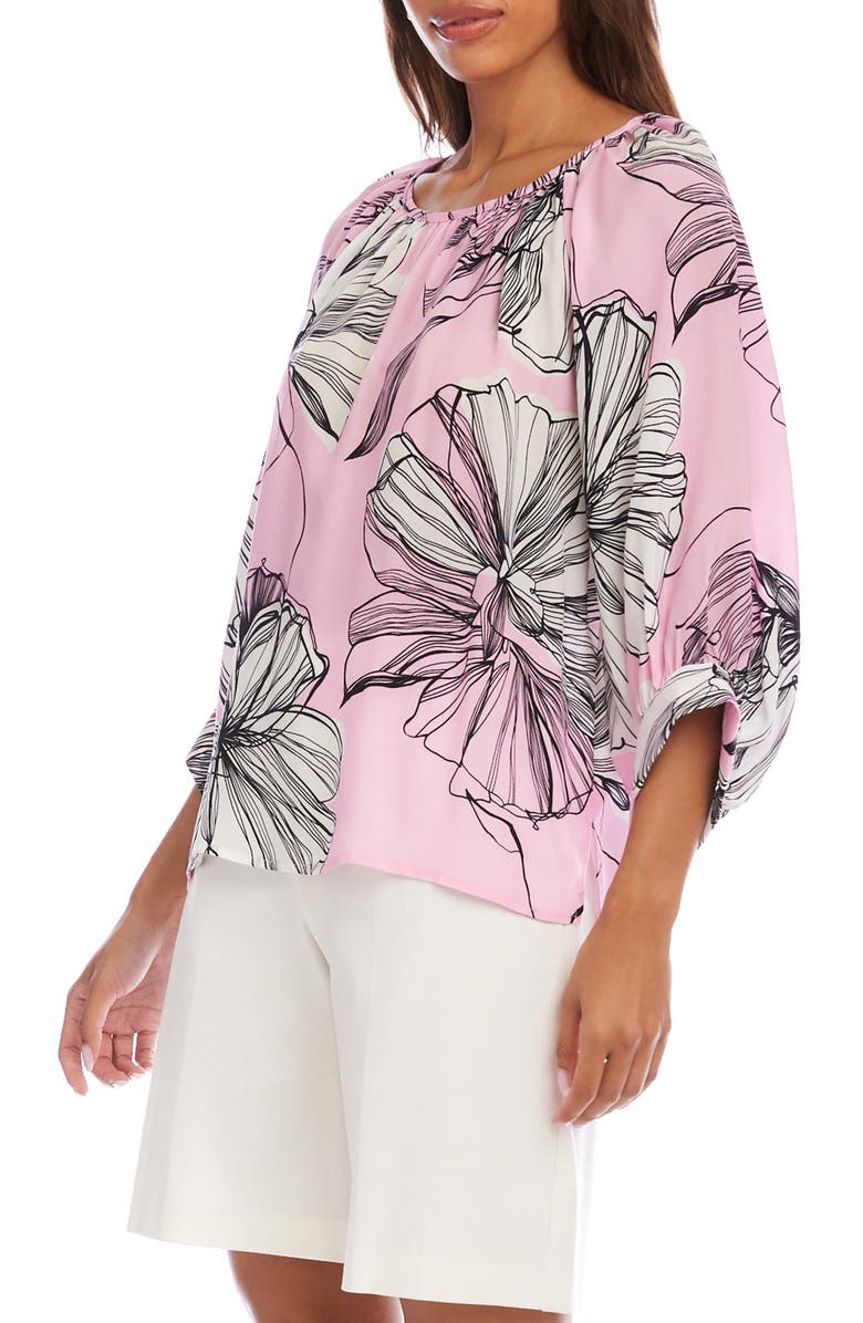 Karen Kane Floral Blouson Sleeve Top, Alternate, color, Pink Print
