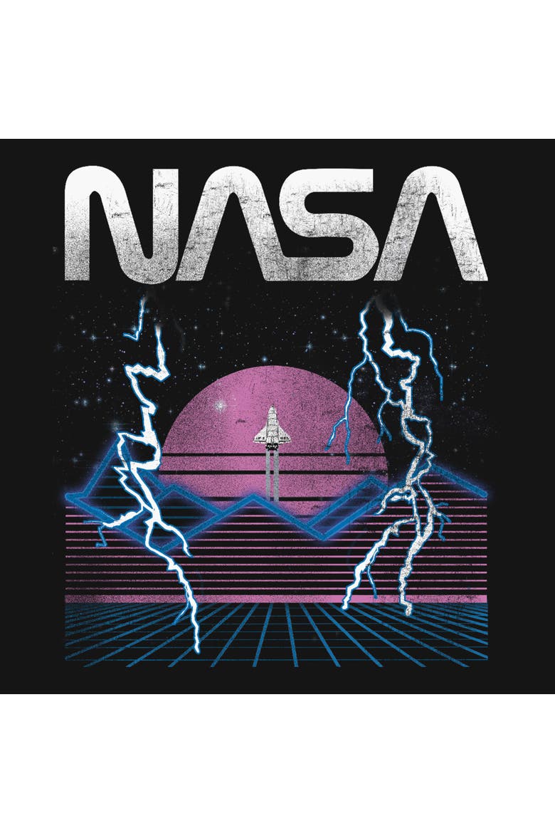 Juniors NASA Retro Shuttle Launch Sweatshirt, Alternate, color, Black