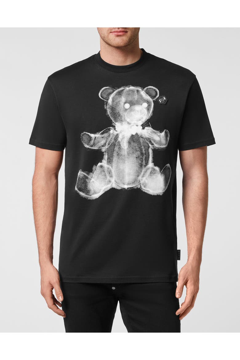 T-Shirt Round Neck Teddy Men, Main, color, black