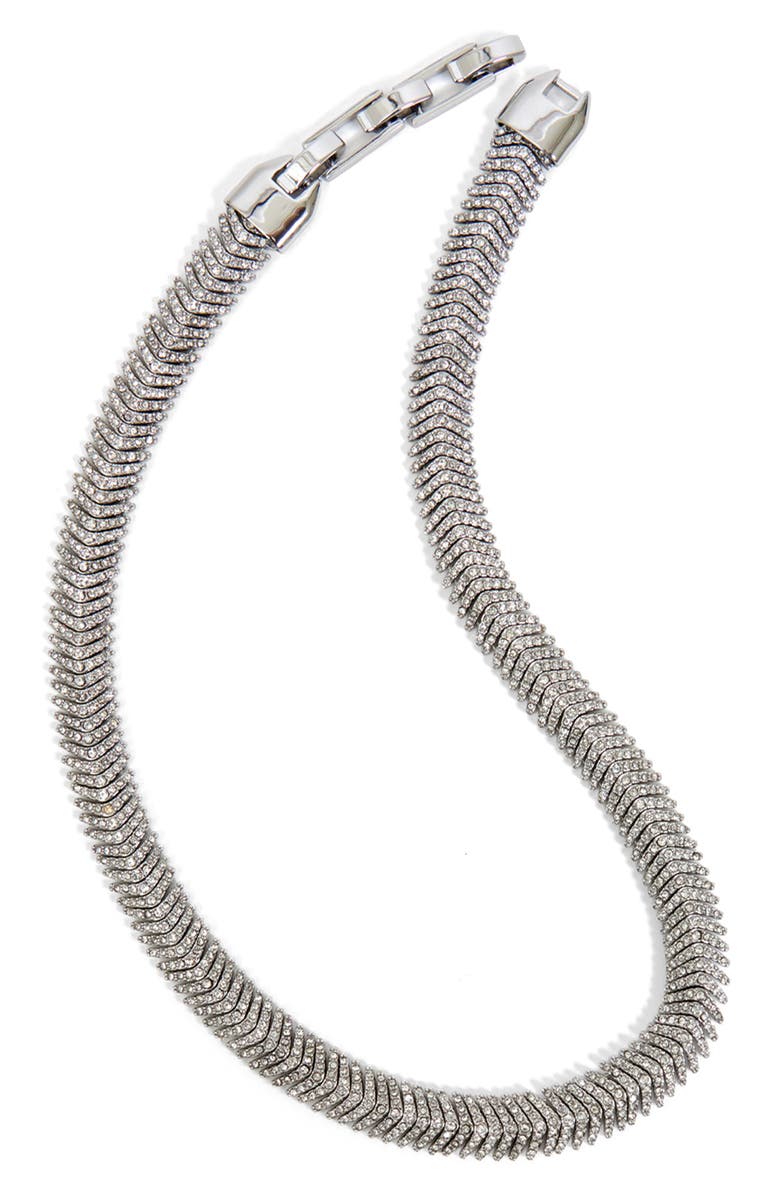 Clare V. Herringbone Pavé Collar Necklace, Alternate, color, Clear