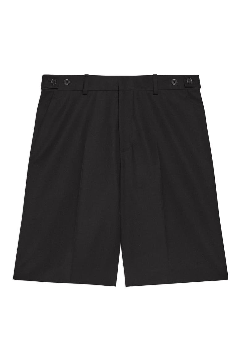 Gab Pleated Wool Shorts, Alternate, color, BLACK