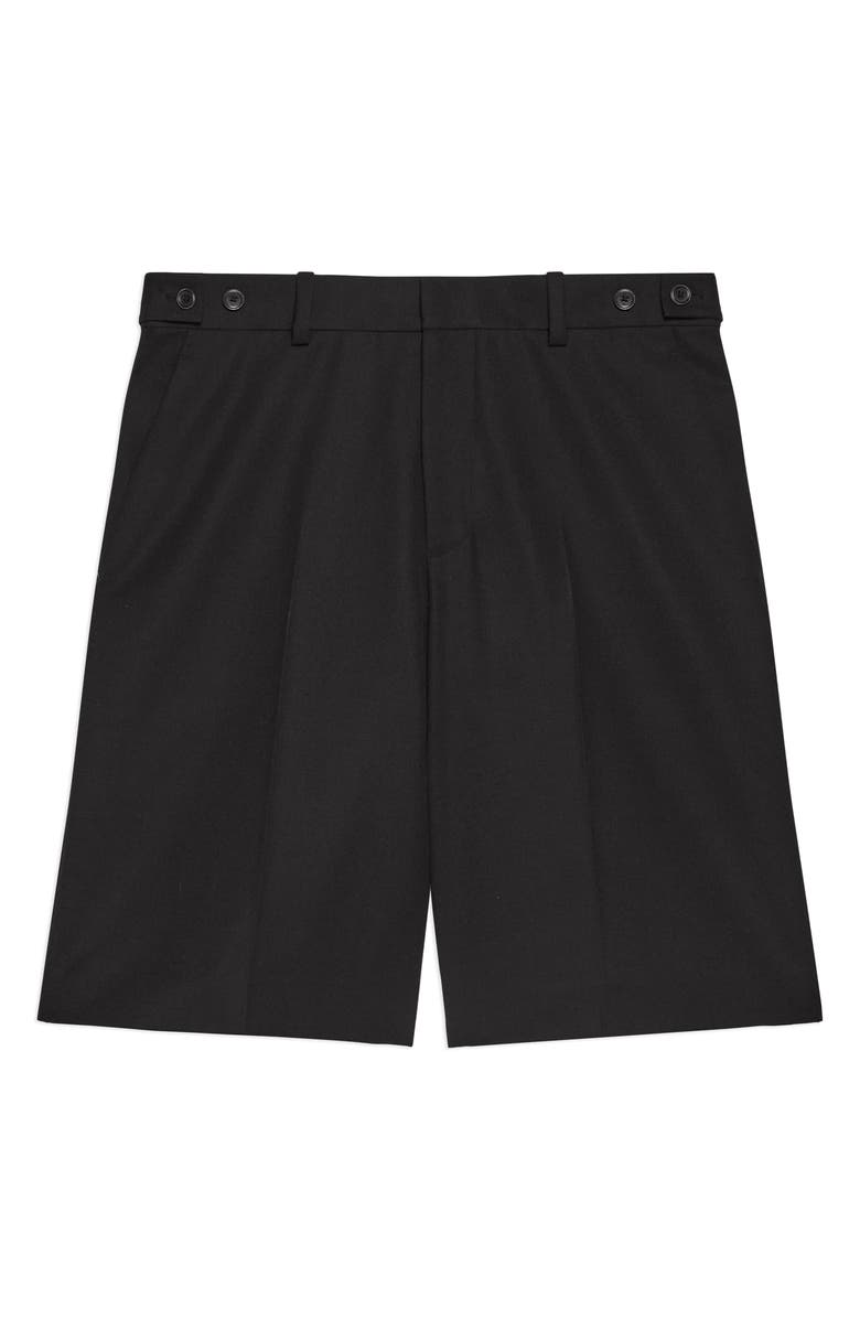 Helmut Lang Gab Pleated Wool Shorts, Alternate, color, Black
